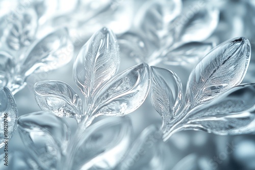 A close-up view of a bunch of frosty leaves photo