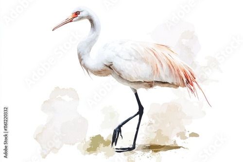 A painting of a bird with a unique feature, its long beak may be used for illustration or design purposes photo