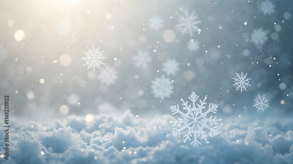 Serene Winter Wonderland, Delicate Falling Snowflakes on Transparent Background Serene Winter Wonderland, Delicate Falling Snowflakes on Transparent Background