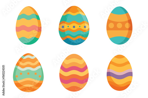 Set of  easter eggs vector illustration on white background