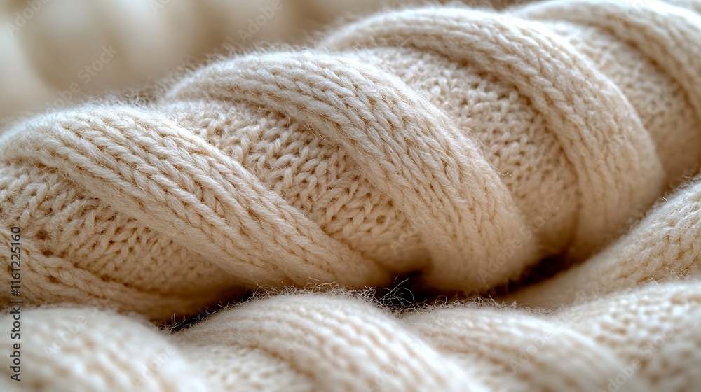 Soft beige yarn intricately woven in a cozy textile display for crafting enthusiasts Soft beige yarn intricately woven in a cozy textile display for crafting enthusiasts