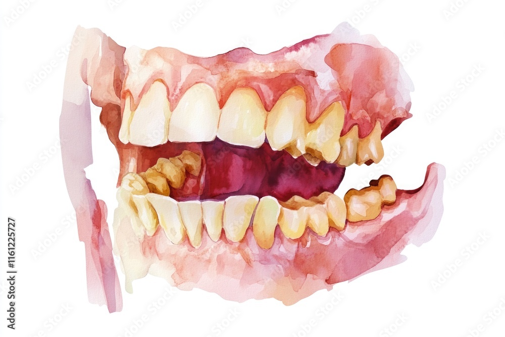 Obraz premium A detailed view of a tooth with gaps between the teeth