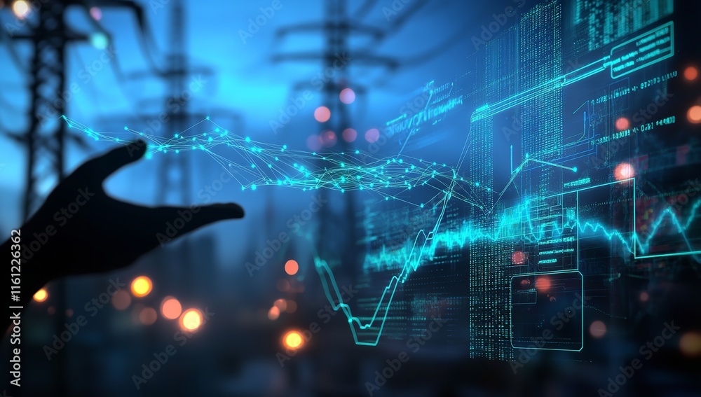 A Digital Background with Data Visualizations of Energy Grid Systems A Digital Background with Data Visualizations of Energy Grid Systems