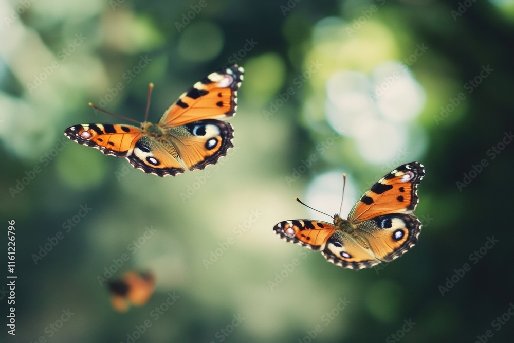 Two butterflies flying together in mid-air Two butterflies flying together in mid-air