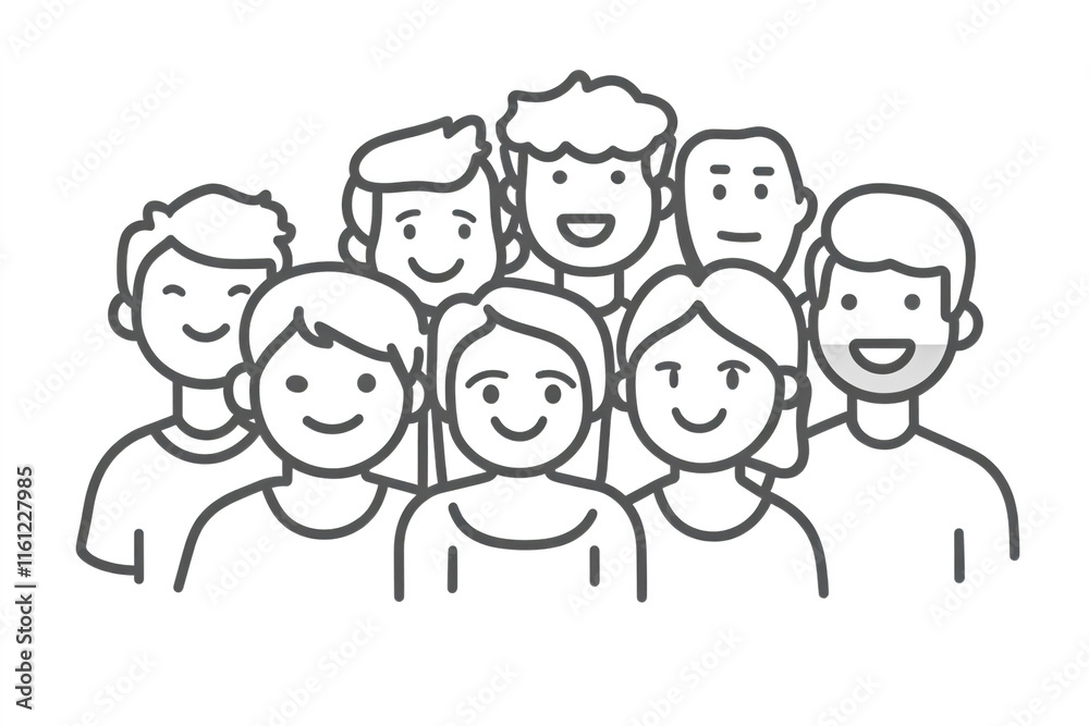 A group of people icon, vector illustration with black outline on a white background, simple design, high contrast, minimalistic style A group of people icon, vector illustration with black outline on a white background, simple design, high contrast, minimalistic style