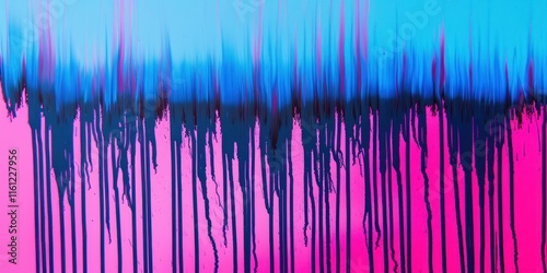 Vibrant abstract dripping paint in blue and pink