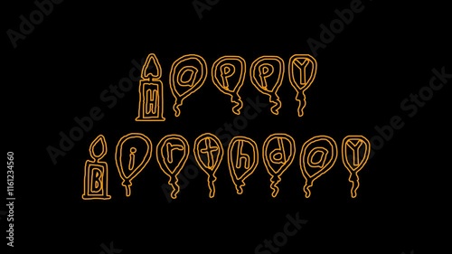 Happy birthday text animation with black background