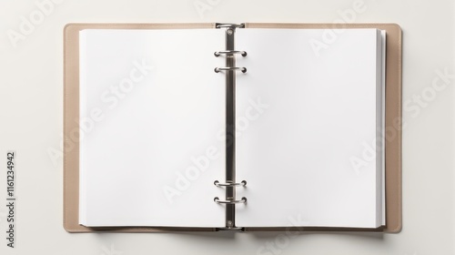Wallpaper Mural An open ring binder with blank pages on a neutral background, ideal for concepts related to organization, planning, or creative projects Torontodigital.ca