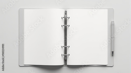 Wallpaper Mural An open ring binder with blank pages on a neutral background, ideal for concepts related to organization, planning, or creative projects Torontodigital.ca