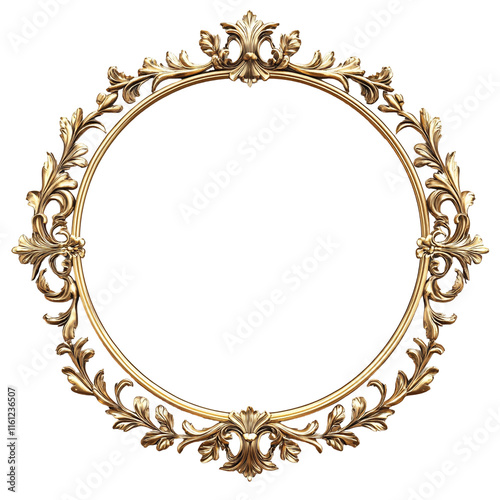 Ornate Gold Circular Frame:  A Luxurious Decorative Element photo