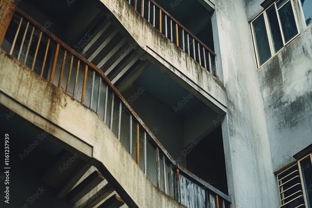 Fototapeta premium A city tower with multiple balconies, great for architectural or urban landscape shots