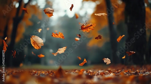 Autumn leaves in park