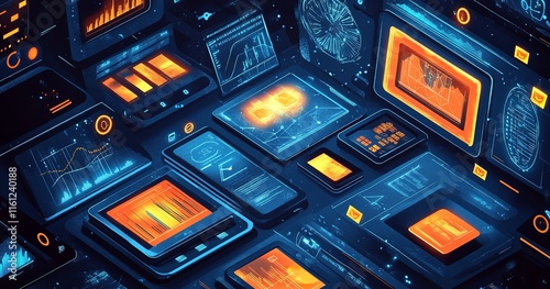 A Digital Illustration Depicting an Isometric View Showcasing Design Elements                         photo