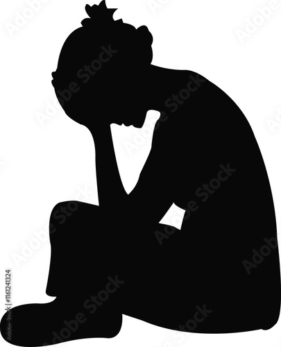 a girl sitting body silhouette vector