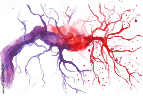 A colorful watercolor illustration of a blood clot