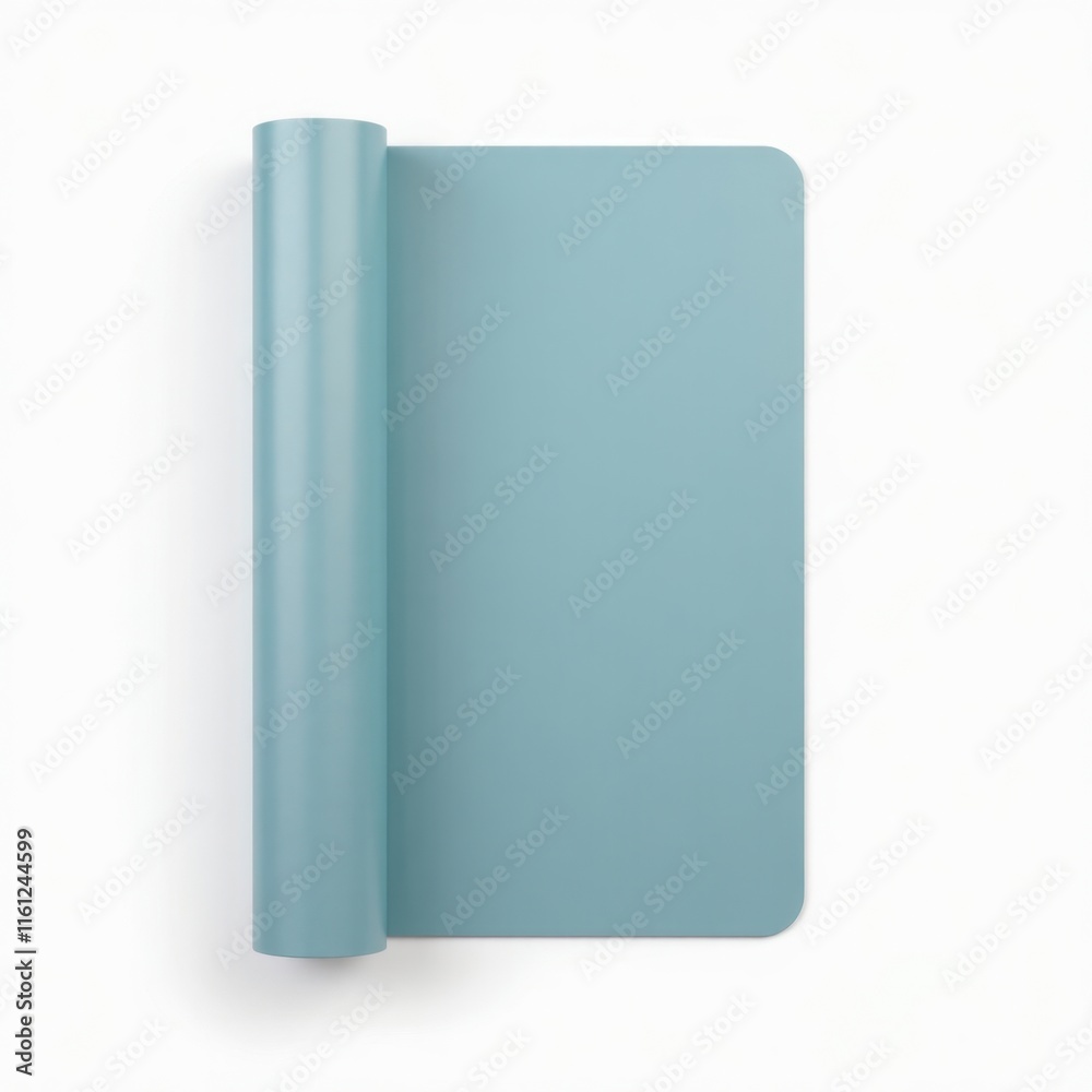 A roll of light blue, matte, flexible material is partially unrolled, showcasing its smooth texture and even color. Perfect for crafting or design projects. A roll of light blue, matte, flexible material is partially unrolled, showcasing its smooth texture and even color. Perfect for crafting or design projects.