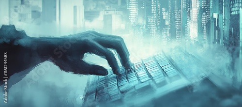 A Digital Illustration Depicting Hands Typing on a Keyboard photo