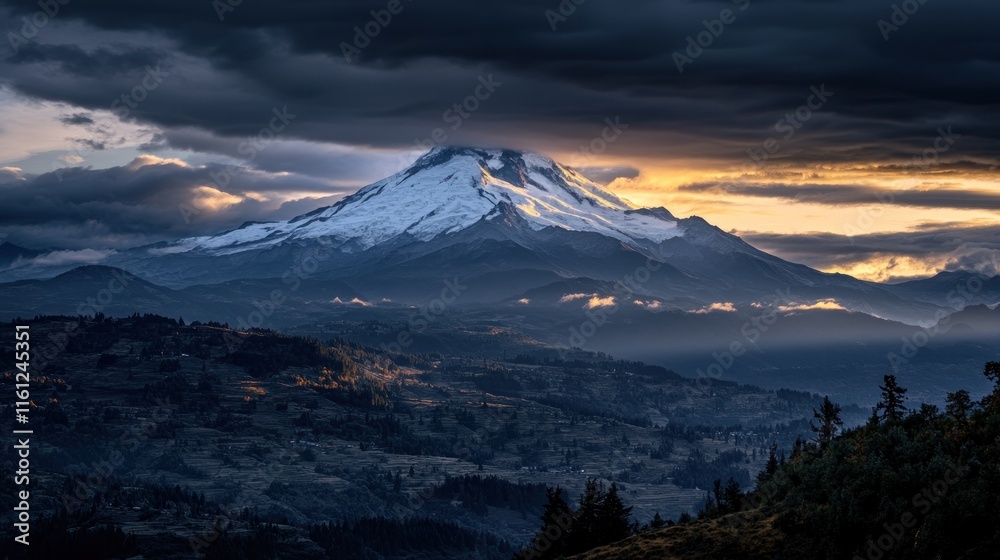 Fototapeta premium Majestic Sunrise Over the Snow-Capped Andes