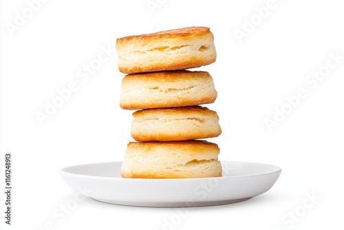 A tasty dish of biscuits and gravy, set against a clear background.