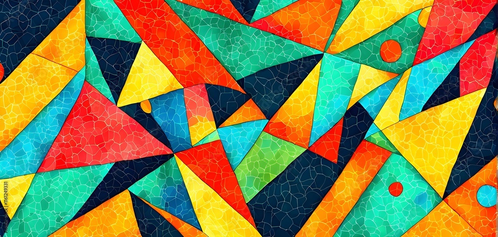 Fototapeta premium vibrant patchwork of abstract shapes with pencil texture details