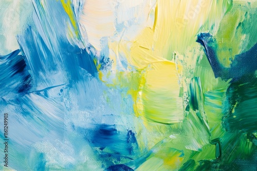 Wallpaper Mural  Many rough green and yellow smears of acrylic oil paint on flat surface. Detailed photo textured background Torontodigital.ca