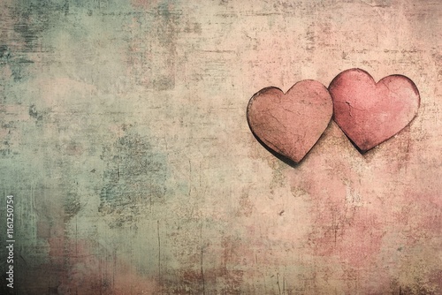 Two Pink Hearts on a Textured Background
