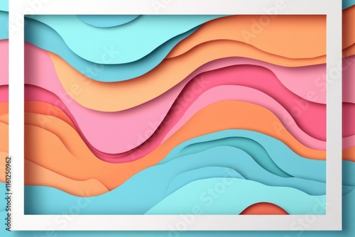 A decorative picture frame featuring a vibrant wave pattern