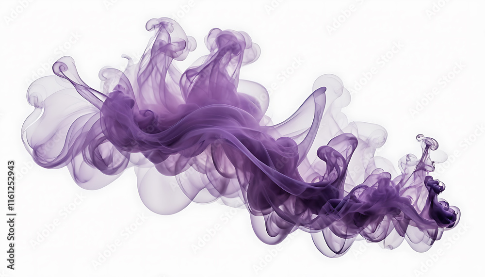 Fototapeta premium Purple Ink Swirls Abstract Fluid Art White Background