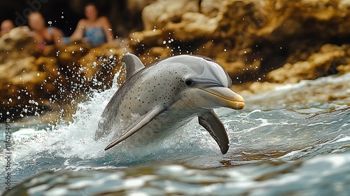 Spotted Dolphin Leaps From Ocean Waves photo
