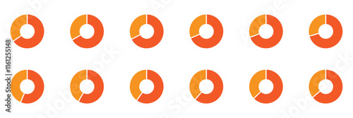 Circular chart black. Wheel division into fractions with colorful segments, circular shape sectors. Pie chart infographic set.