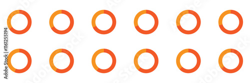 Pie charts diagrams. Donut and pie chart infographic elements set. Colorful diagram collection with. Circle icons for infographic. Vector illustration.