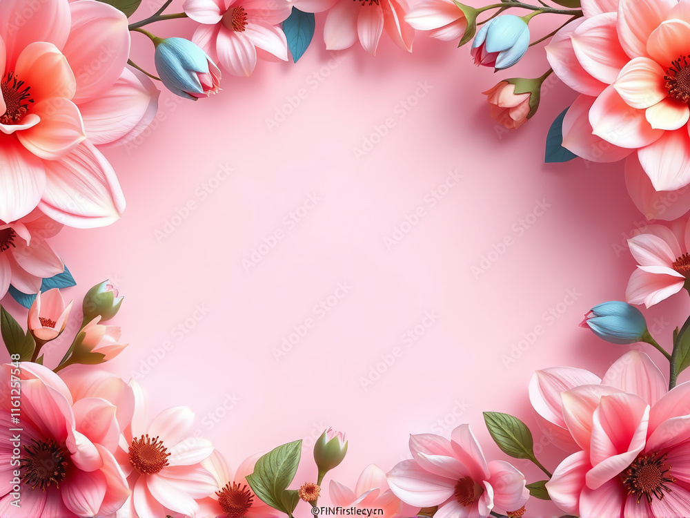 pink flower border with copy space pink flower border with copy space