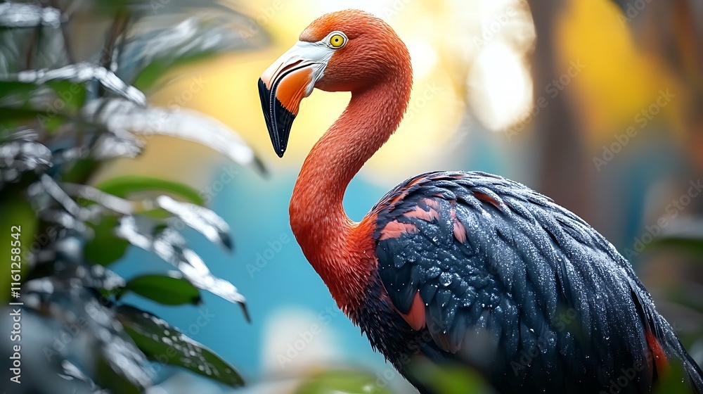 Fototapeta premium American Flamingo Bird Portrait Showing Vibrant Colors