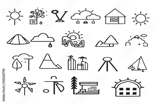 set of camping icons