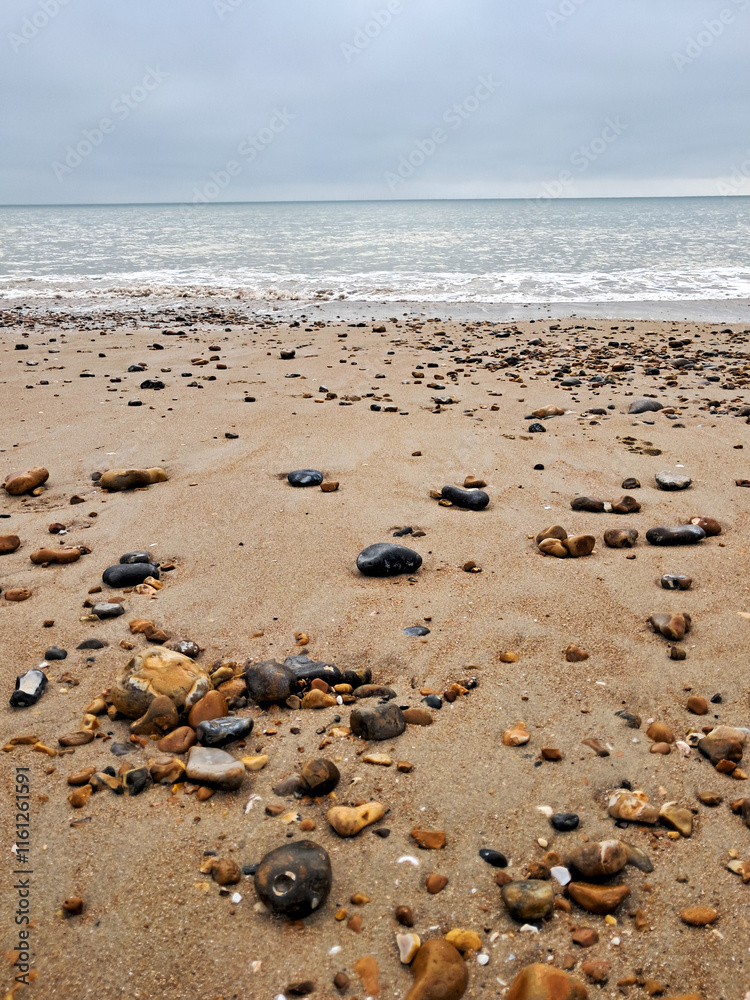 Pebble and sand beach along the Hove Brighton coastline Pebble and sand beach along the Hove Brighton coastline