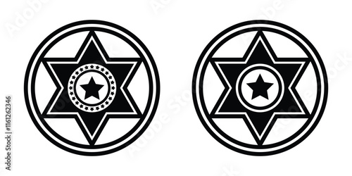 Sheriff badge icon. Sheriff star badge flat icon. Retro vintage sheriff star vector illustration.