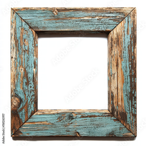 Vintage Old Rustic Wooden Frame for Decoration Isolated on Transparent Background photo