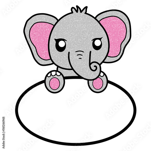 Elephant cartoon character name label icon
