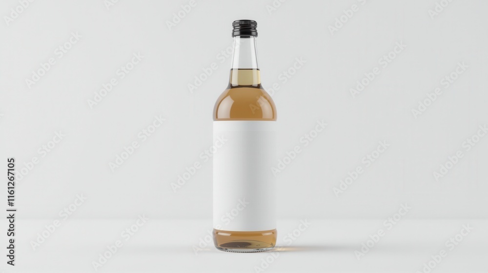 A sleek, gray wine bottle with a blank white label stands against a plain white background