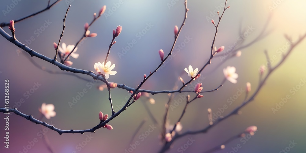 Buds and Blossoms of Spring Emerging from Bare Branches
Buds and Blossoms of Spring Emerging from Bare Branches