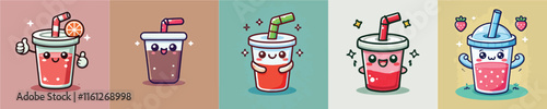 Animated vector collection of refreshing drinks