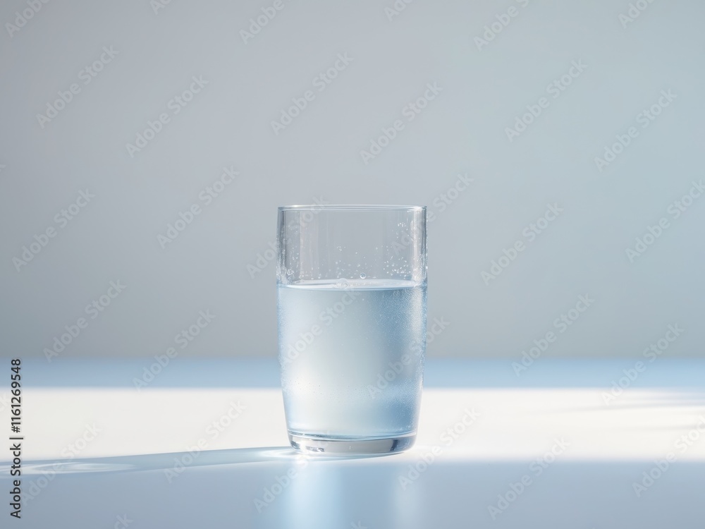 glass of fresh still water on white table glass of fresh still water on white table