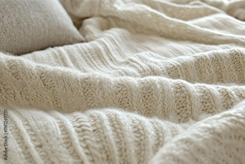 Enhance your cozy space with a knitted organic wool blanket