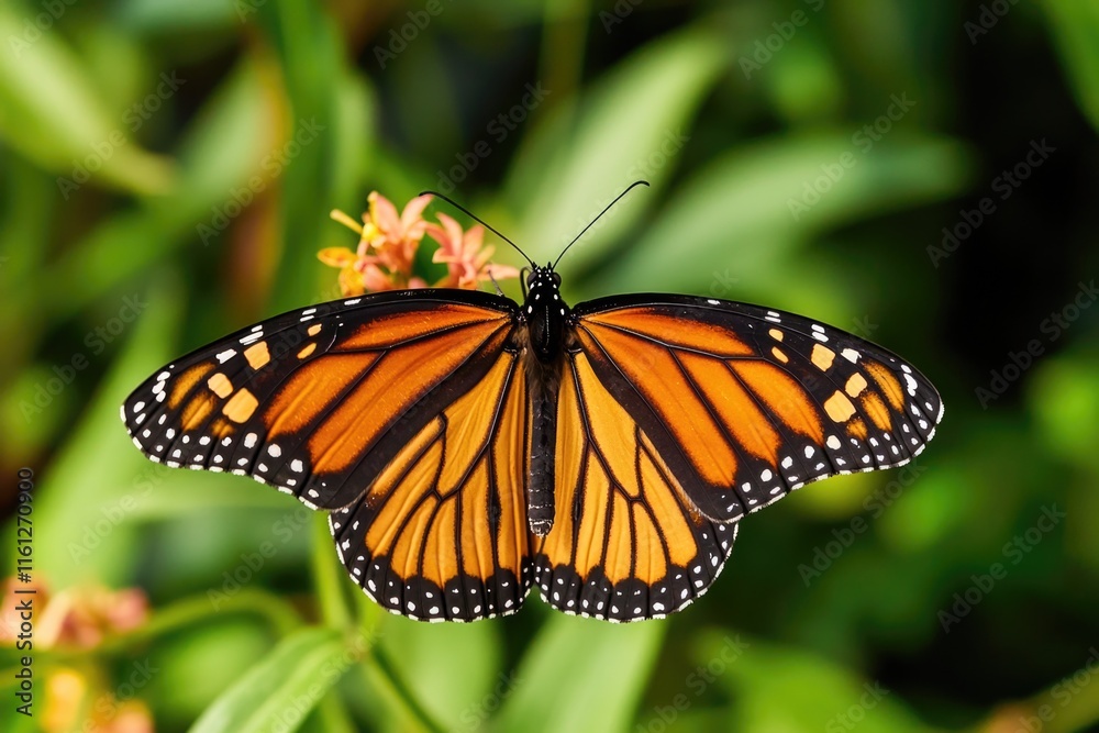 A monarch butterfly perched on a colorful flower A monarch butterfly perched on a colorful flower