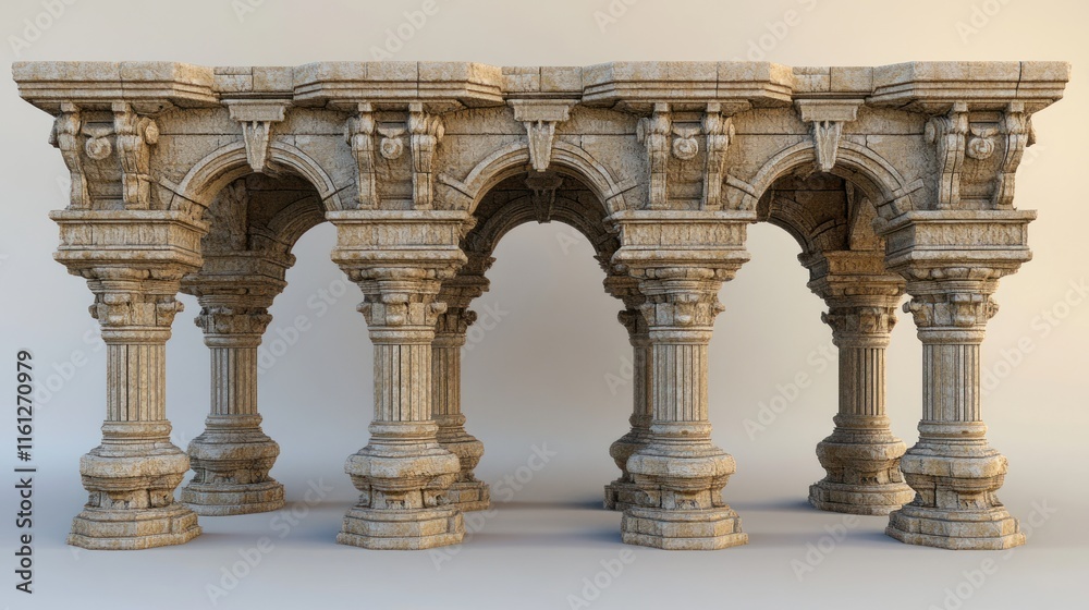 Obraz premium Stone Archway Columns Classical Design Ancient Architecture Render