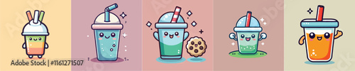 Animated vector collection of refreshing drinks