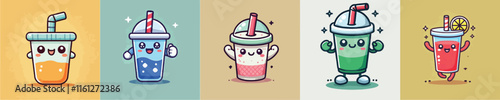 Animated vector collection of refreshing drinks