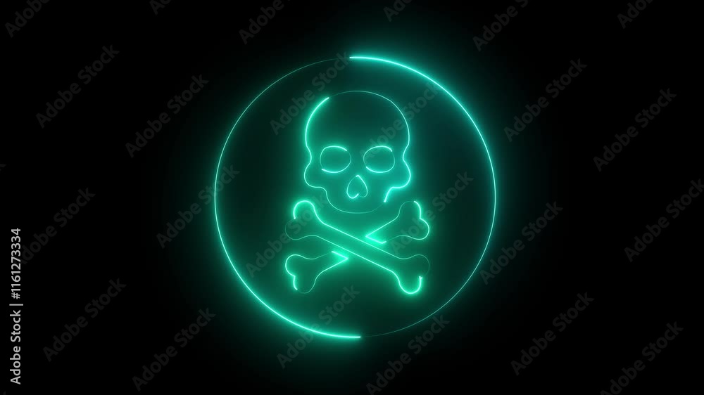 Skull Crossbones neon sign appear in center and disappear after some ...