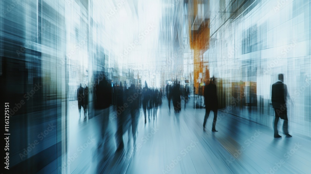 Dynamic urban movement city center photographic art modern architecture low angle abstract concepts