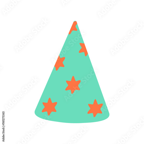 Colorful party hat with star patterns for celebrations and festivities